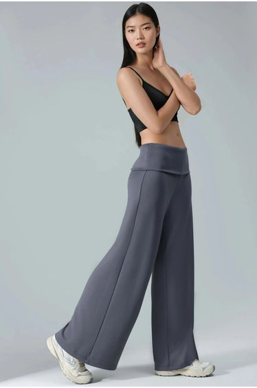Modal Touch Folded Waist Palazzo Pants
