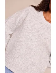 Light Grey Rib Detail Oversized Jumper - 3