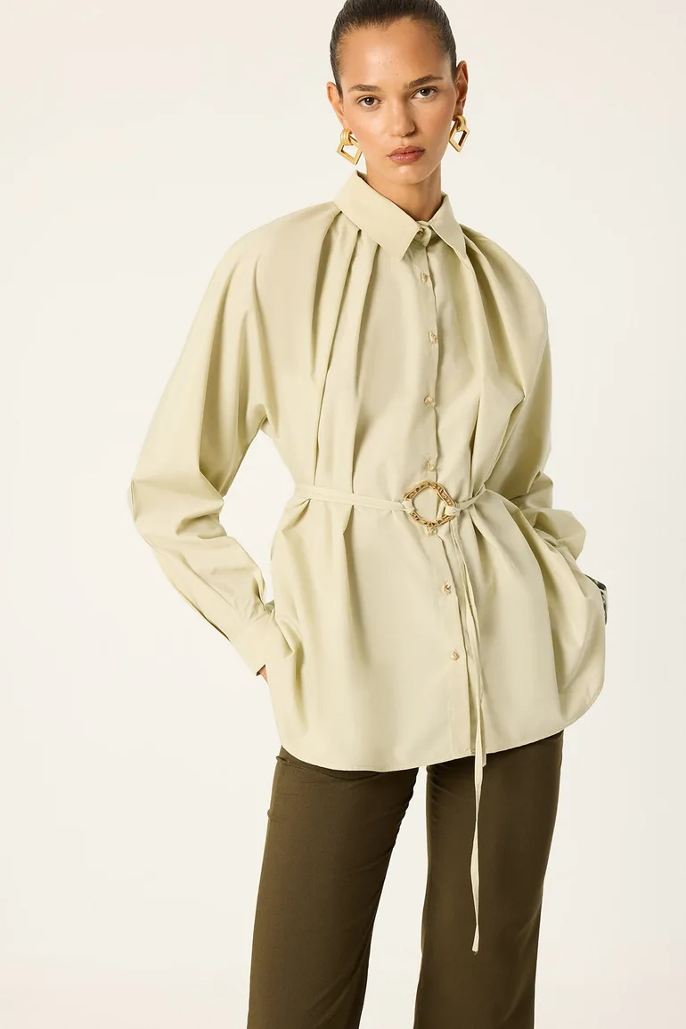 POPLIN SHIRT WITH GOLD BUTTONS