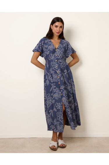 Button Front Midi Dress
