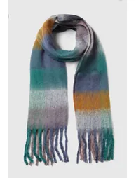 Oversized Check Tassel Fluffy Scarf - multi - 1
