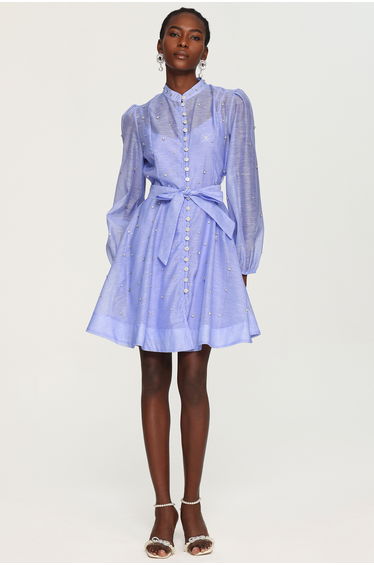 Farrah Long Sleeves Diamond Button Shirt Mini Dress