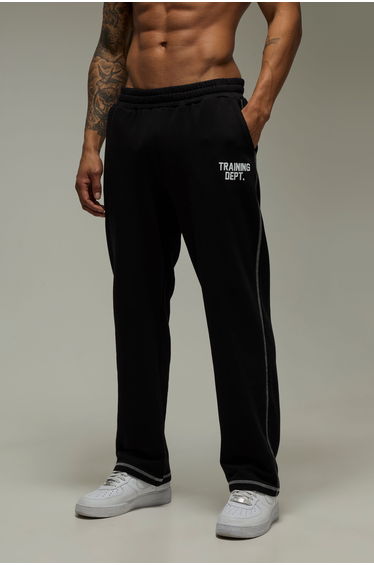 Training Dept Straight Leg Contrast Stitch Joggers - black