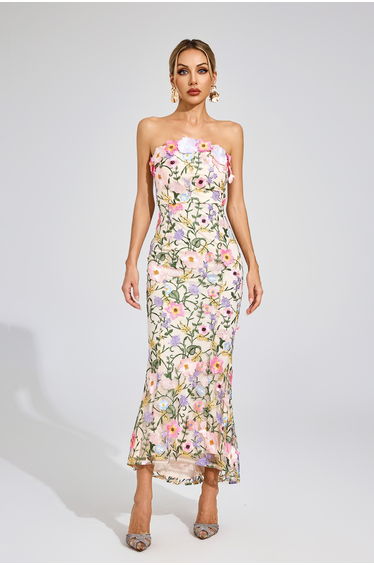 Bloomer Apricot Floral Embroider Dress