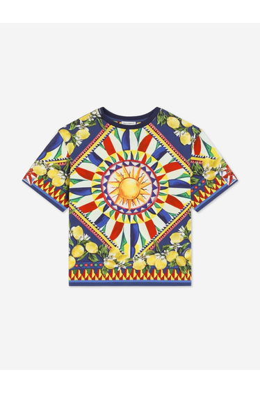 Dolce & Gabbana Boys Carretto Print T-Shirt in Blue