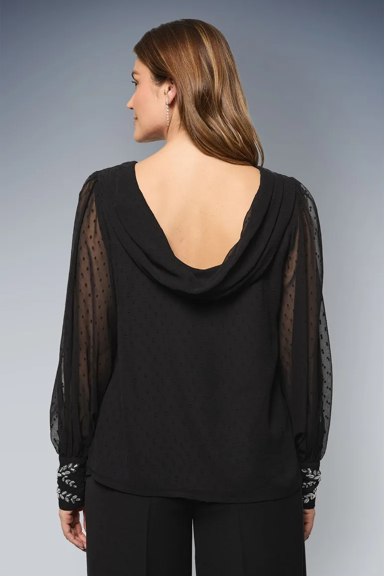 Occasion Dobby Embellished Cuff Blouse - 2