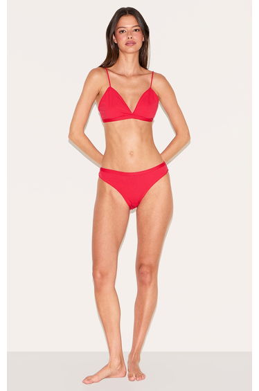 Red Jersey Triangle Bralette And Thong Lingerie Set