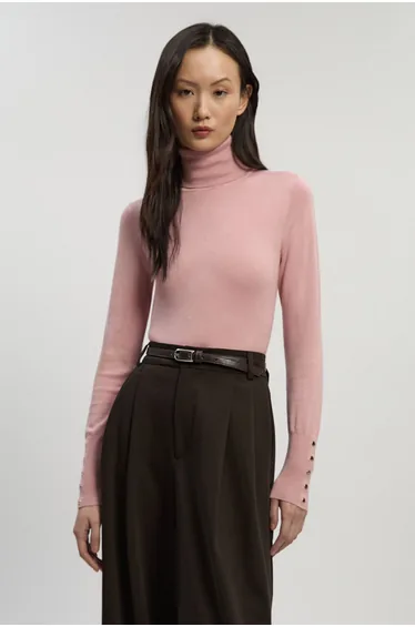 Viscose Blend Roll Neck Knit Jumper