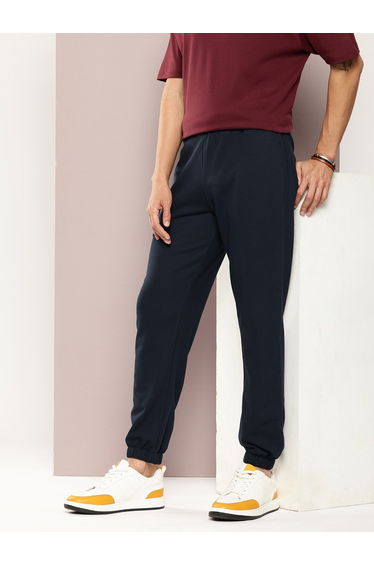 Men Navy Blue Solid Joggers
