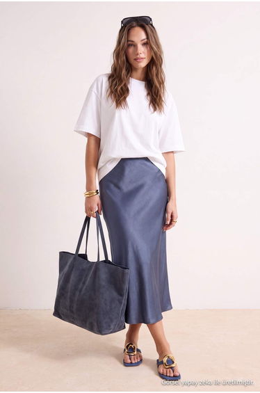 Indigo Satin Skirt