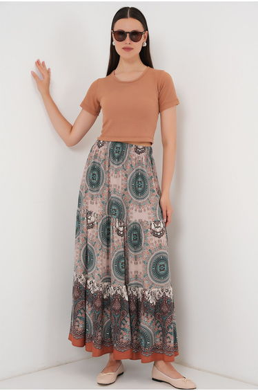 Patterned Long Skirt