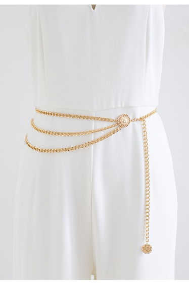 Golden Coin Multilayer Chain Belt