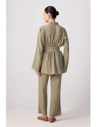 WIDE BELTED TUNIC PANTS SET - 3