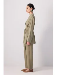 WIDE BELTED TUNIC PANTS SET - 2