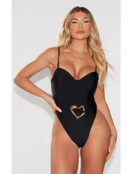 Black Heart Trim Swimsuit