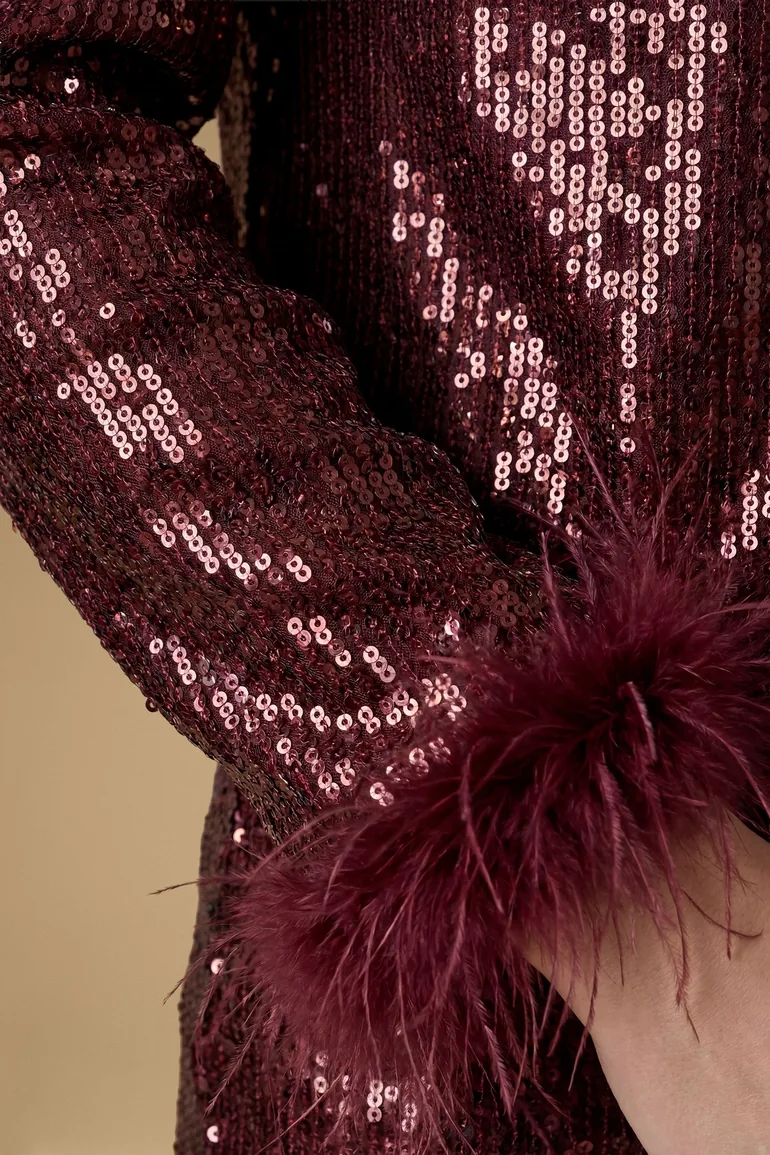 Premium Sequin Feather Cuff Top - 1