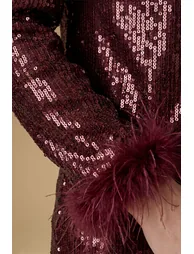 Premium Sequin Feather Cuff Top - 1