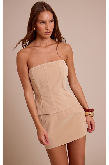 Stone Structured Suede Corset
