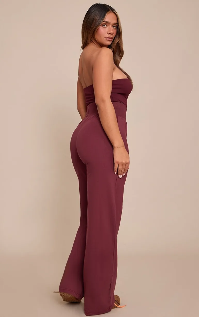 Shape Burgundy  Highwaisted Wide Leg Trousers - 2