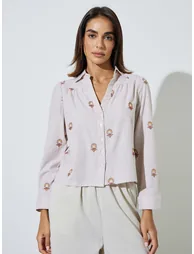 Embroidered striped regular fit shirt - 2