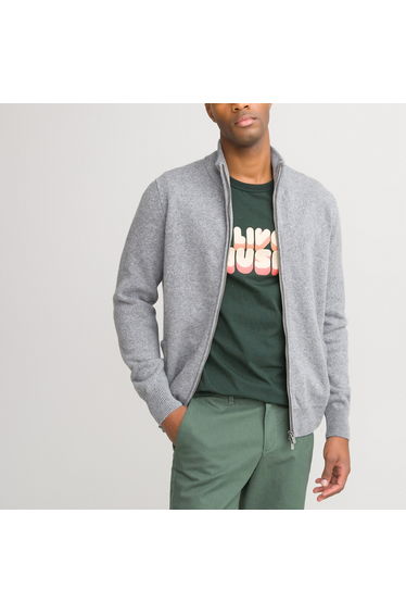 Lambswool Zip-Up Cardigan