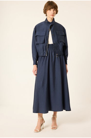 BOMBER JACKET SKIRT SUIT WITH POCKETS