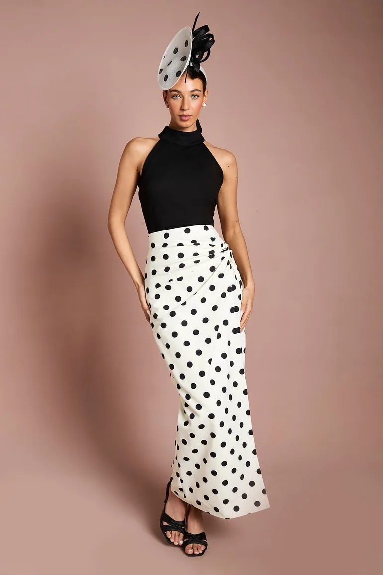 Lisa Tan Printed Twist Detail Wrap Maxi Skirt