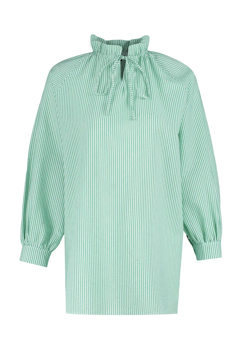 Mint Striped Comfort Fit See-through Woven Tunic - 7