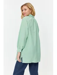 Mint Striped Comfort Fit See-through Woven Tunic - 5