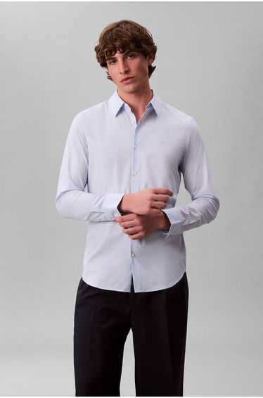 Ls Thin Multi Stripe Stretch Slim Shirt