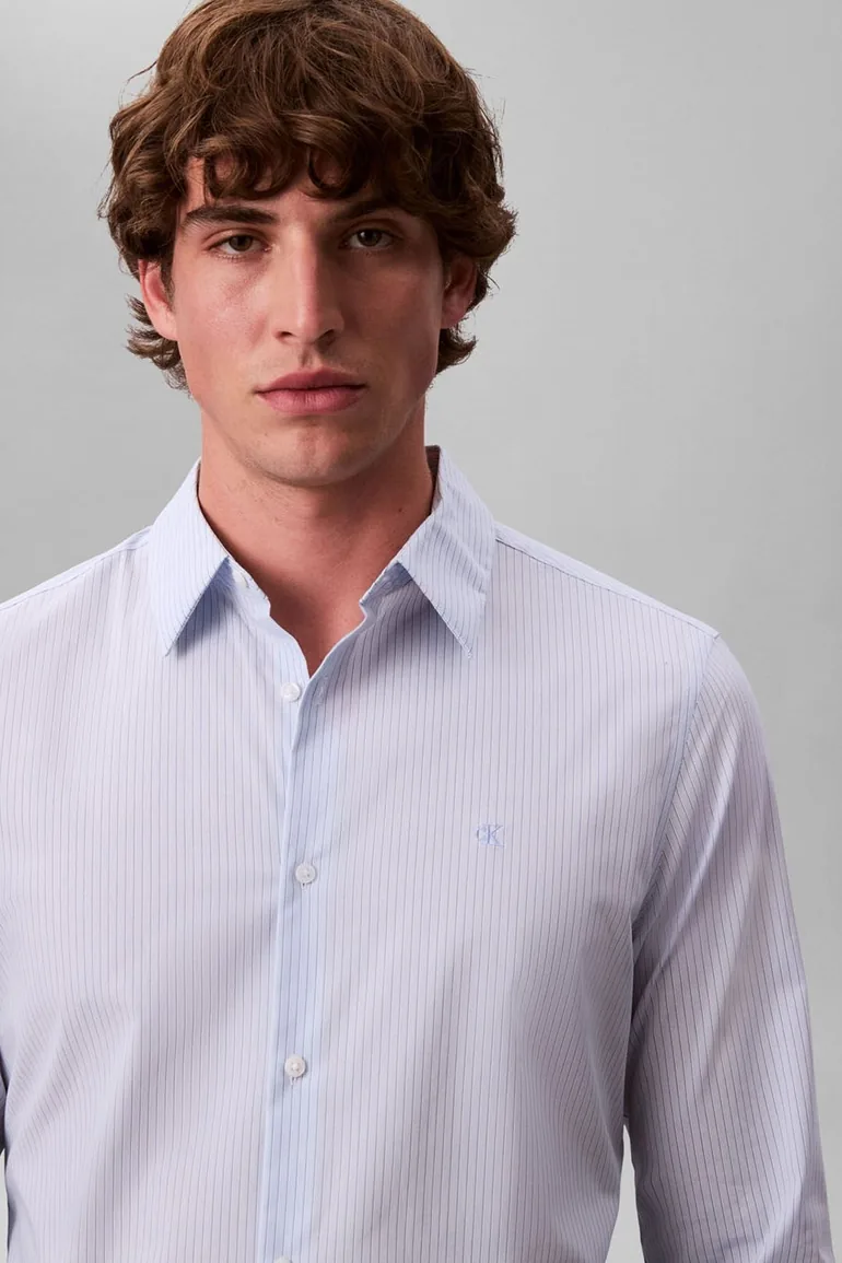 Ls Thin Multi Stripe Stretch Slim Shirt - 1