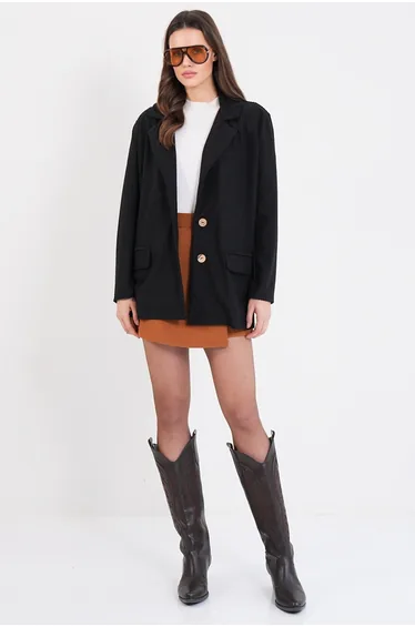 Women's Black Oversized Blazer Jacket