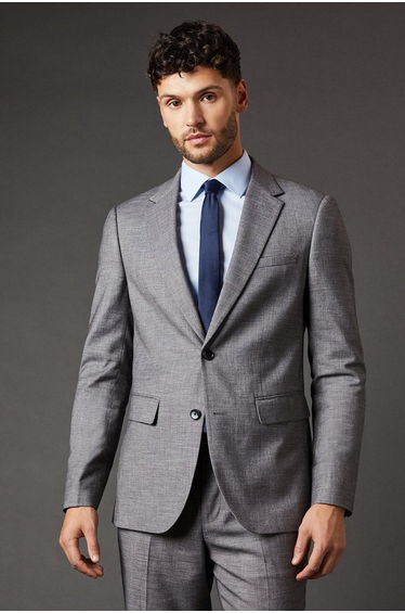 Mid Grey Sharkskin Slim Fit Suit Jacket
