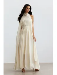 Ivy Halter Neck Sleeveless Chiffon Maxi Dress