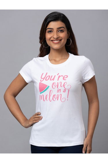 White Graphic Print Regular Fit T-Shirt