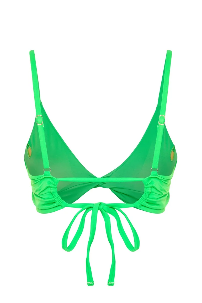 Green Triangle Knot Bikini Top - 7
