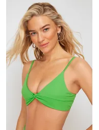 Green Triangle Knot Bikini Top - 1