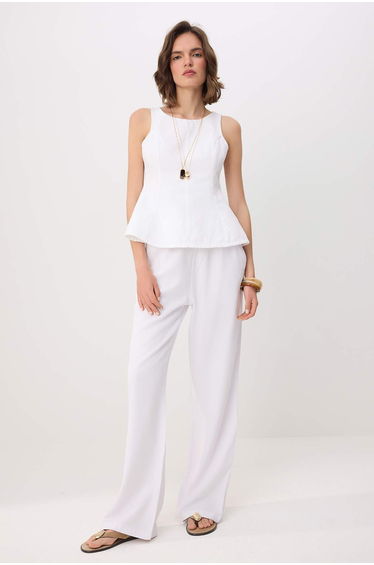 White More Sustainable 100% TENCEL™ ™ Elastic Waist High Waist Jeans