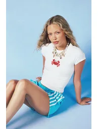Crab Printed Baby Tee - white - 1