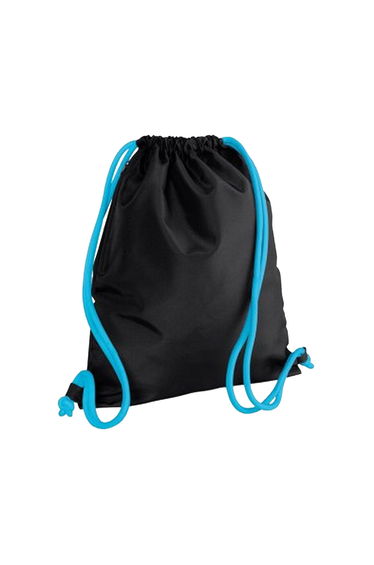Bagbase Icon Drawstring Bag/Gymsac (Pack of 2) - Black/Surf Blue