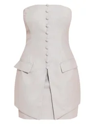 Shape Grey Tailored Button Front Mini Dress - 4