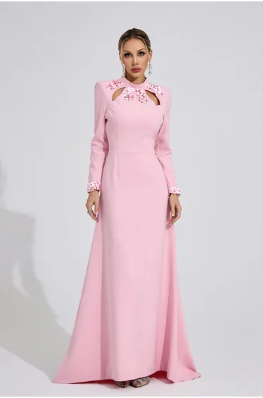 فستان ماكسي بقصة ميرميد - زهري