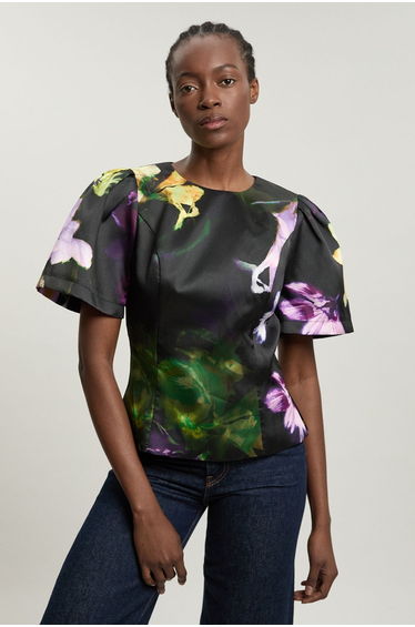 Floral Print Twill Top