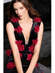 Kimivi Deep-V Sleeveless Flrs Maxi Dress - 3