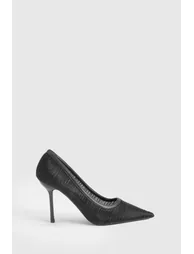 حذاء كعب عالي بوهو باللون الأسود - 2