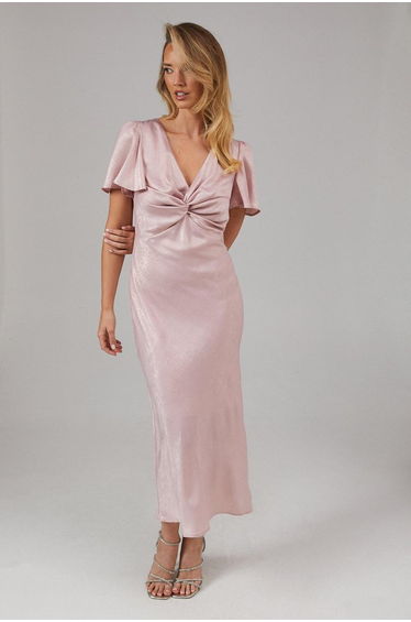 Shimmer Chiffon Twist Front Bridesmaids Dress