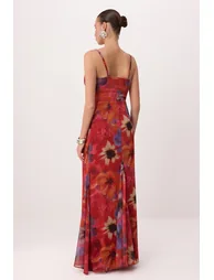 فستان ترينديول شيفون  متعدد الالوان بطبعة أزهار - 3