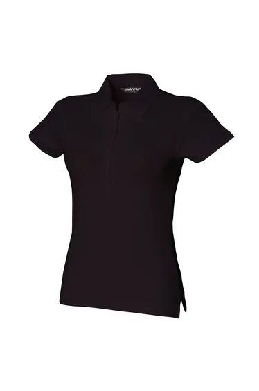 Skinni Fit Womens/Ladies Pique Stretch Polo Shirt - Black