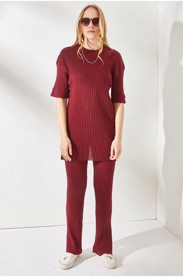 Women's Claret Red Top and Bottom Short Sleeve Lycra Suit