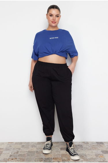 Plus Size Sweatpants - Black - Loose